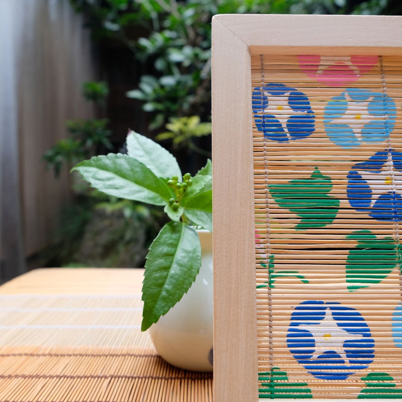 【インテリアART】すだれアートパネル朝顔