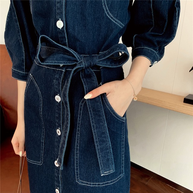Dress 人気上昇中 Chicファッションデニムワンピースベルト付フェミニン Nanastyle Dress 人気上昇中 Chicファッションデニムワンピースベルト付フェミニン Nanastyle
