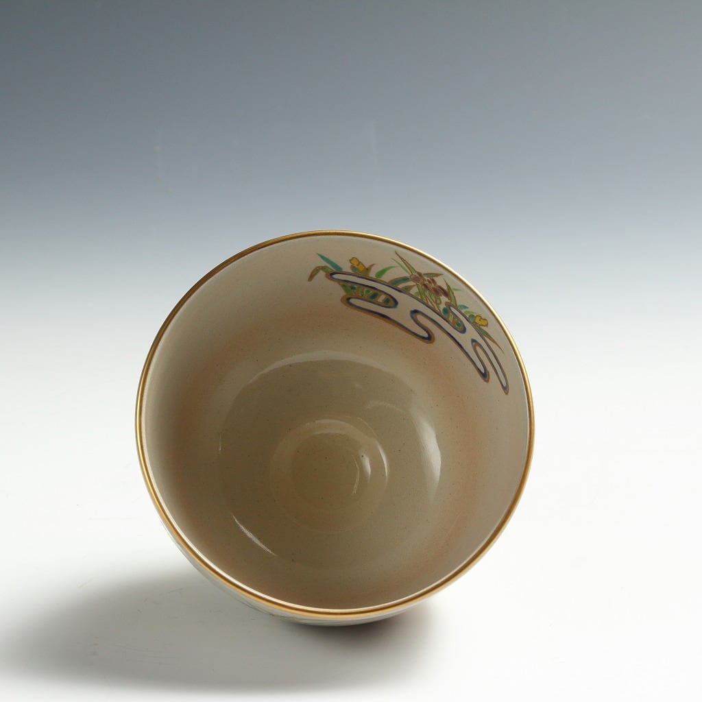 清水焼・手描き茶碗・ 桃山窯 手塚玉堂 ｜TEDUKA Gyokudo 清水焼 色絵八橋絵 茶碗 共箱