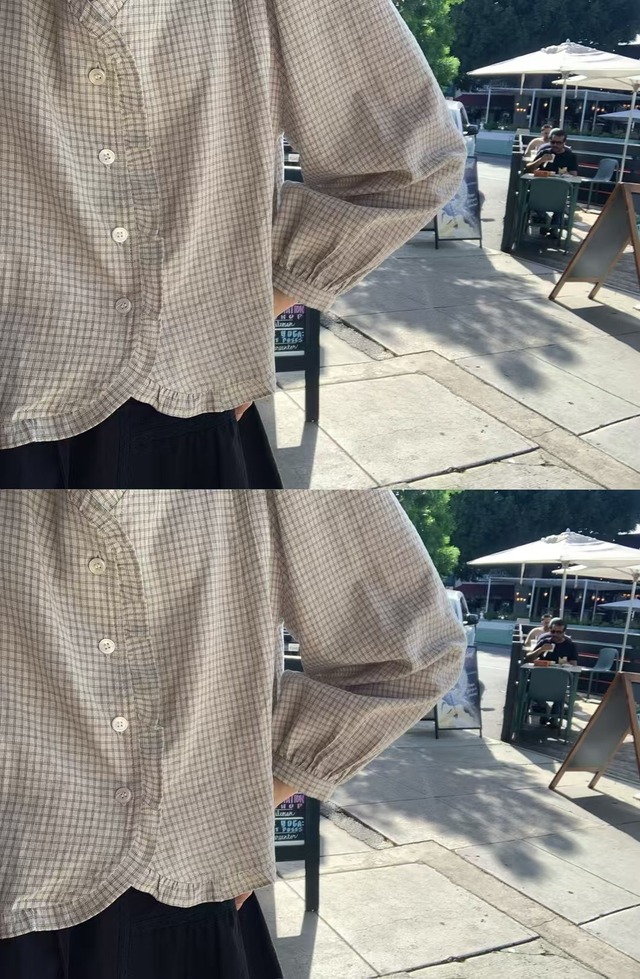 (LITER) runa check frill blouse / 2color