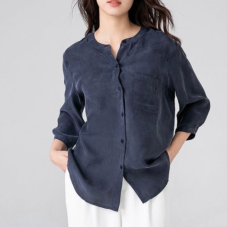 シルク100% 七分袖ブラウス ◆2col YH9506