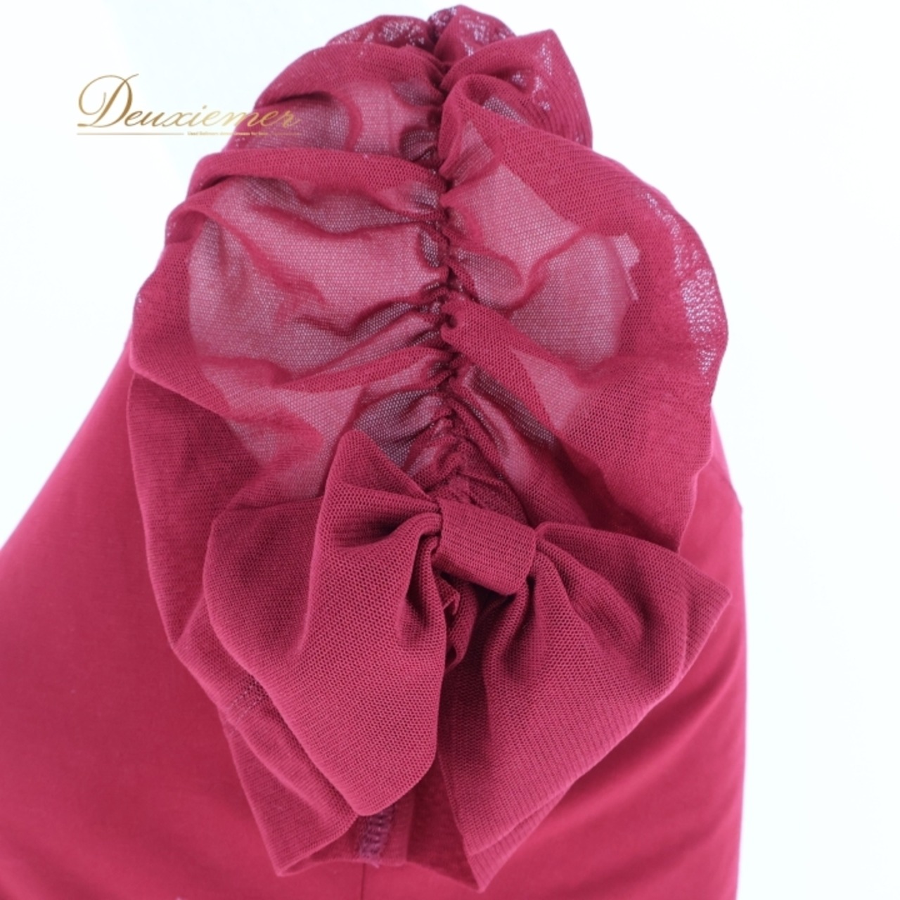 社交ダンス 衣装 チャコット Chacott トップス ブラウス 赤 ワインレッド 無地 伸縮 レース リボン 上品 可愛い ダンス パーティ 発表会 軽い 薄い レッド系 かわいいデザイン フェミニン おしゃれ フォーマル イベント用