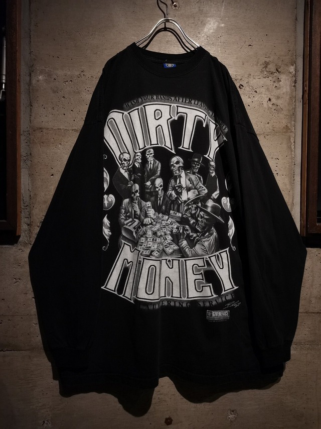 【Caka】Skeleton Mafia Print Design Loose L/S T-Shirt