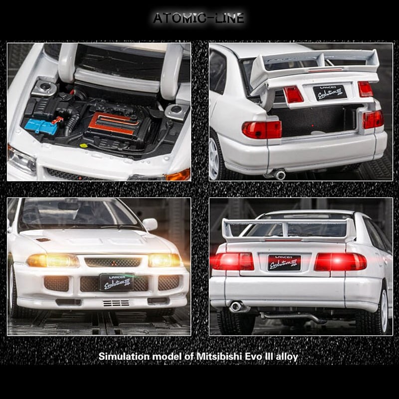 三菱 LANCER Evolution 3 III ミニカー 1/32 全4色 ライト点灯