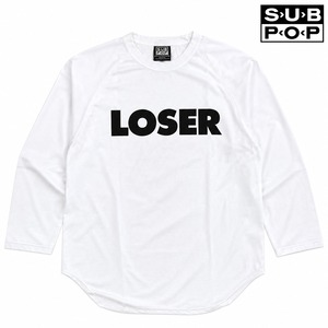 SUB POP サブポップ 3/4 B.B.T LOSER 030063 メンズ レディース 7分袖 Tシャツ ベースボールTシャツ ラグランTシャツ プリントT アメカジ WHITE