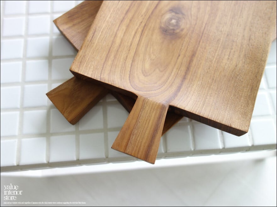 チーク無垢材 ハンドルプレート角Lsize 木皿 ディッシュ ランチ