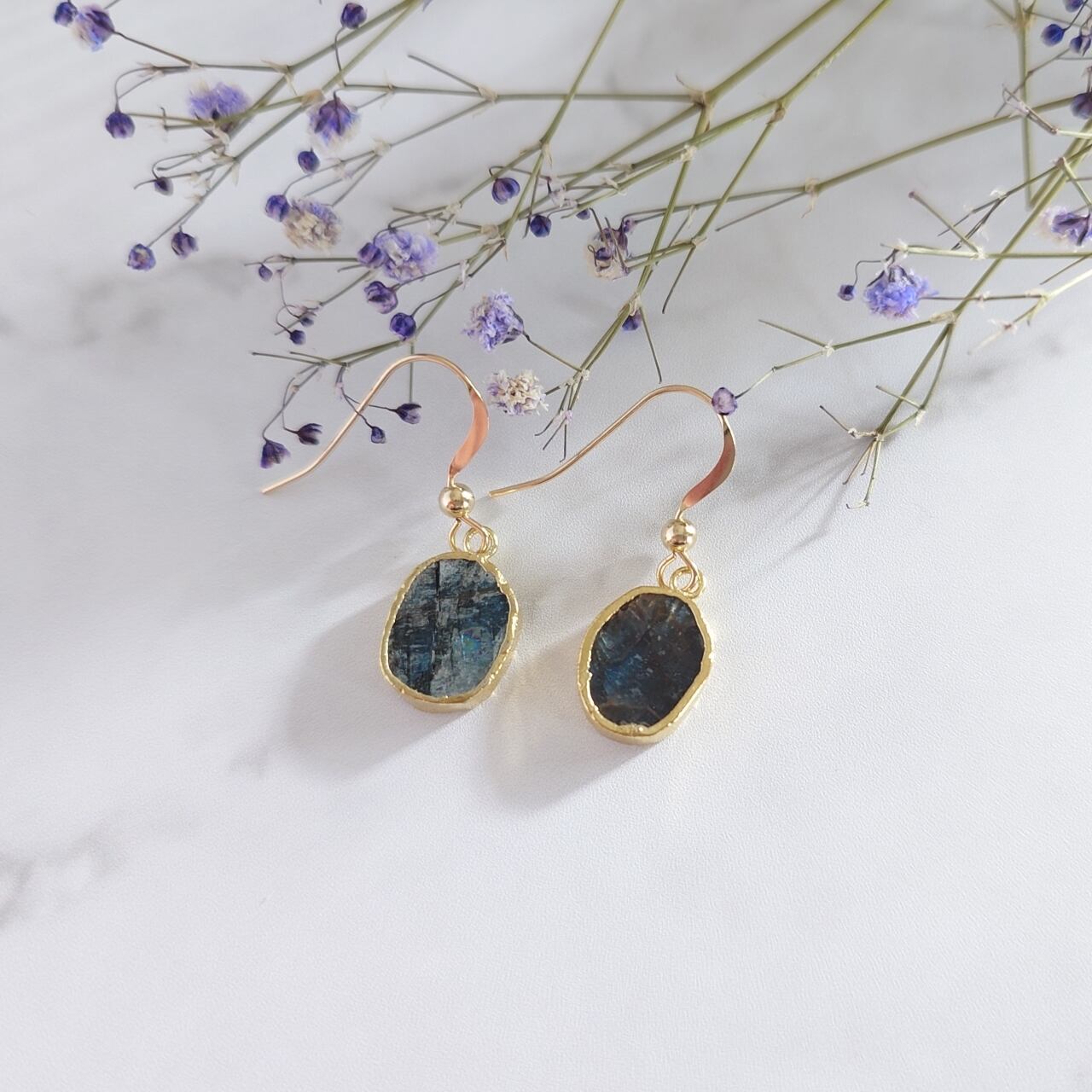 カイヤナイト オーバル ピアス No.2