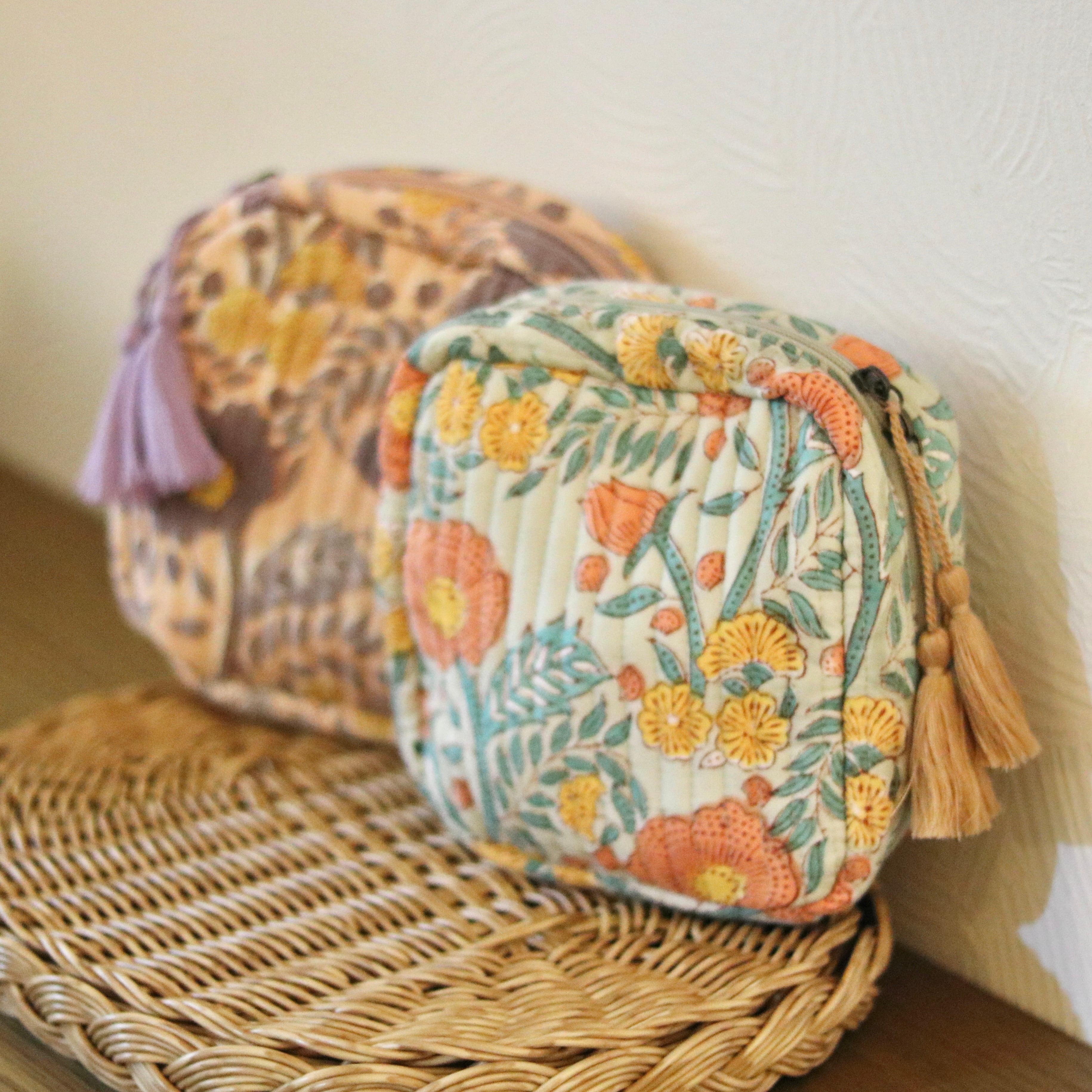 【heyco】カンタキルトポーチ　16個セット shesay ブロックプリント キルティングポーチ ポピー | Zakka so-la