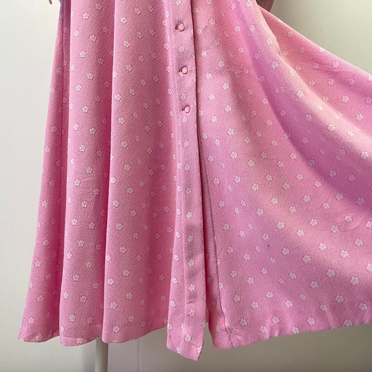 60〜70年代 ヴィンテージ 花柄 総柄 ポリ フレア ロング シャツ 長袖