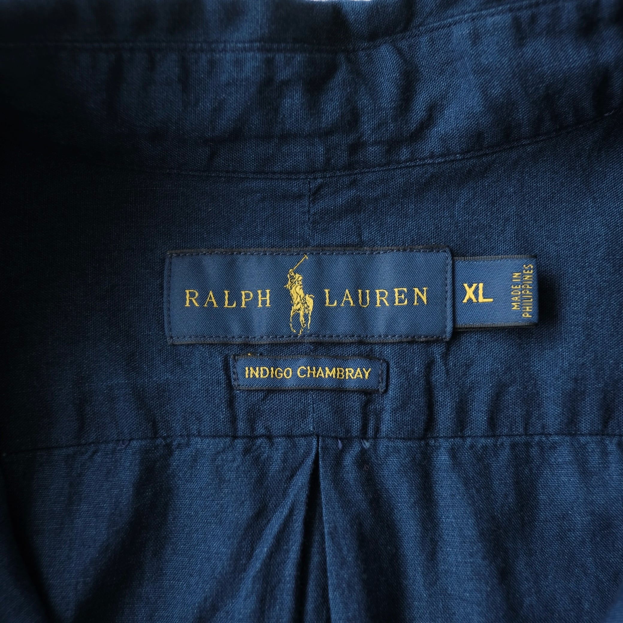 Ralph Lauren】S/S B.D Indigo Chambray Pullover Shirt XL | RE:FOUND
