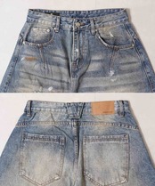 ◆ダメージペイント バレルレッグジーンズ◆gt-708052