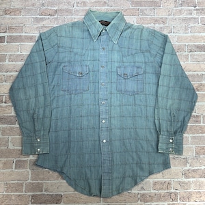 1970s CAMPUS PATCHWORK SHAMBRAY SHIRT