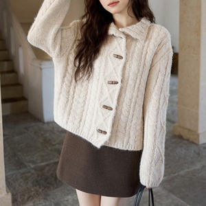 toggle button cable knit cardigan