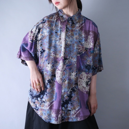 "GOOUCH" beautiful coloring full noise art pattern loose silhouette h/s shirt