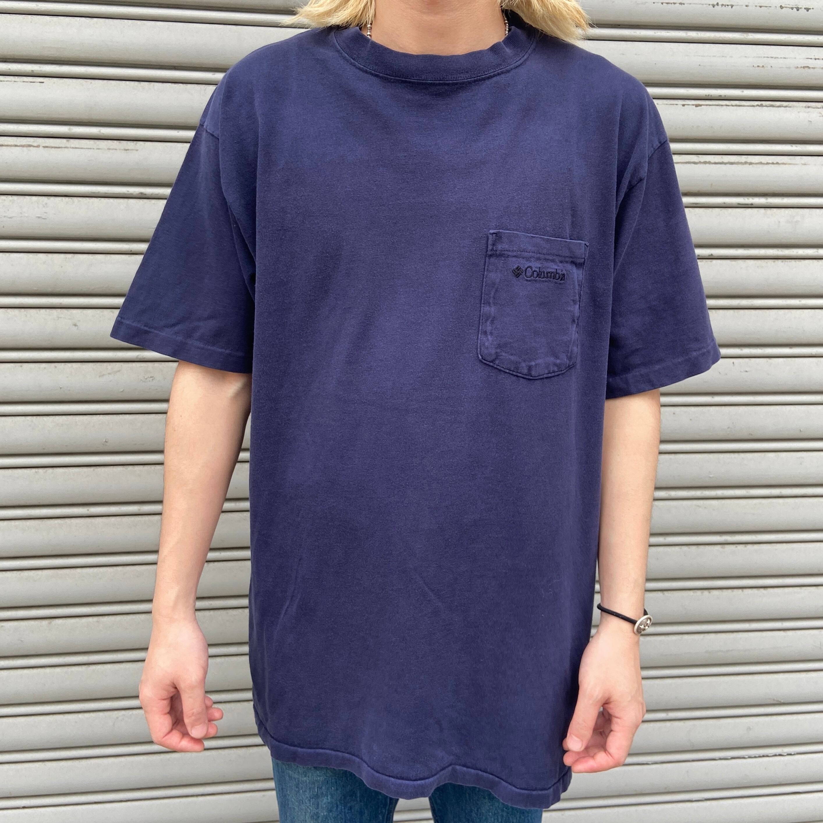 90s columbia ポケットTシャツ ポケT USA製 L ネイビー | 古着屋 Uan