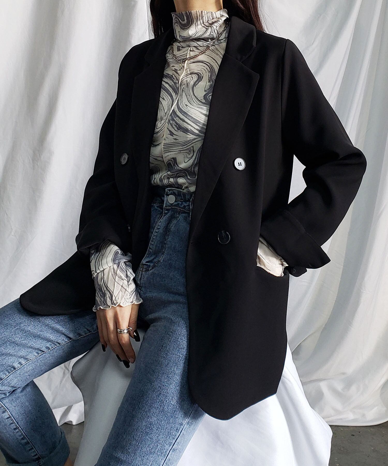 袖ロールアップダブルテーラードジャケット Organicfarmermag Com