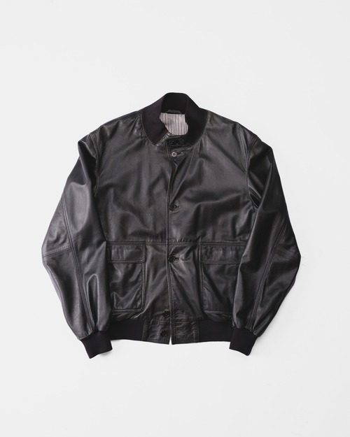 [1990s-2000s] "Italian Vintage" A-1 Style Smooth Sheepskin Leather Jacket