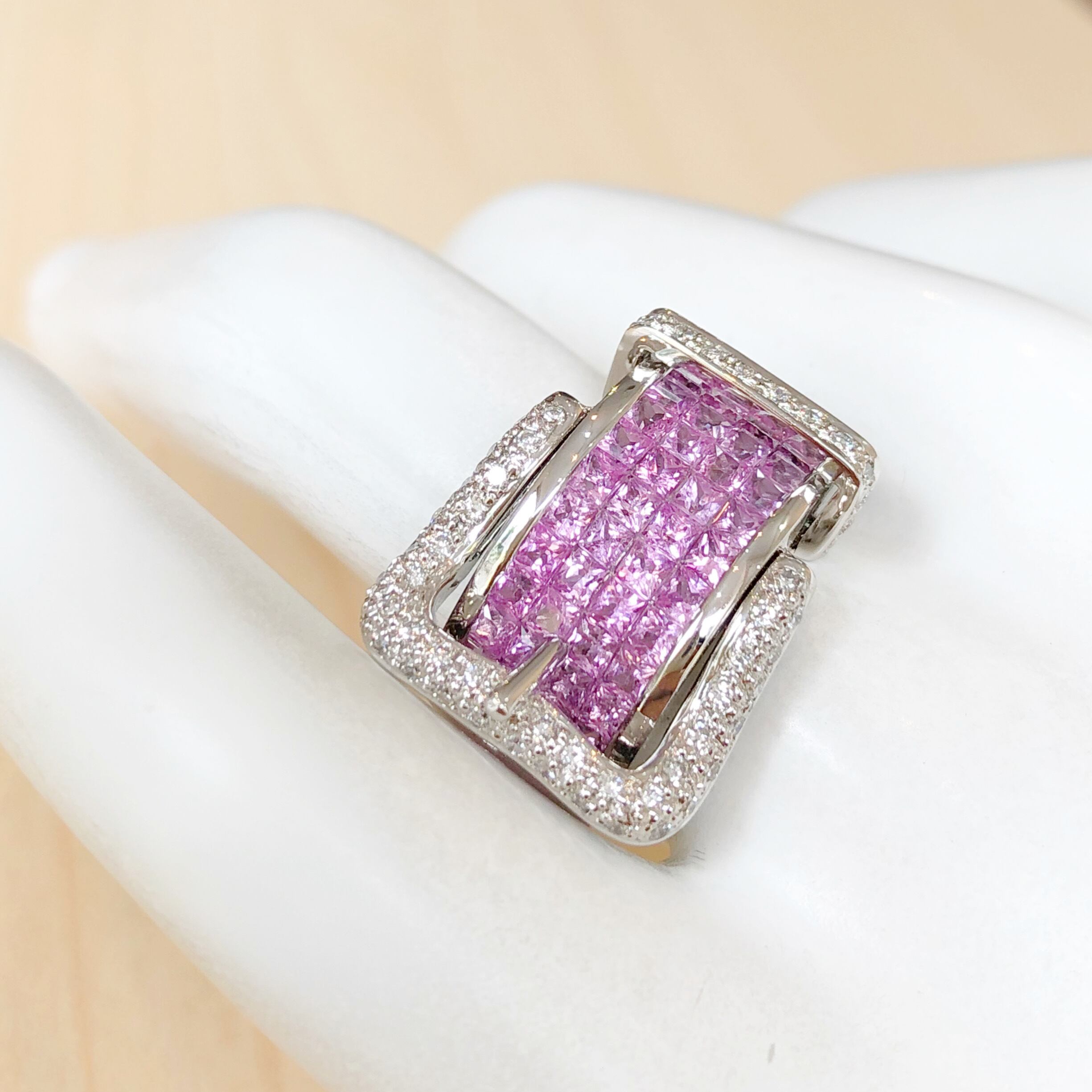 ピンクサファイア　ダイヤモンド　k18 WGリング K18WGカラーサファイア/ダイヤモンドリング | ポンテヴェキオ公式