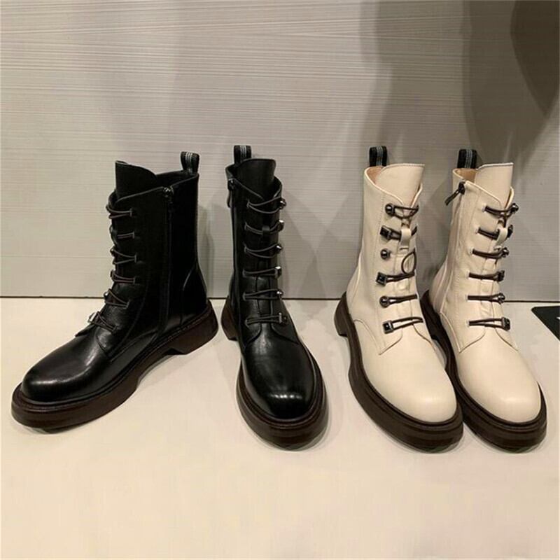 【新作】【送料無料】 パーソナライズされたバックルを高める厚底レディースラウンドトゥハイヒールブーツブラックベージュファッションブーツ冬レディースブーツ 靴 シューズ ウィンター 冬物 10b339813292933