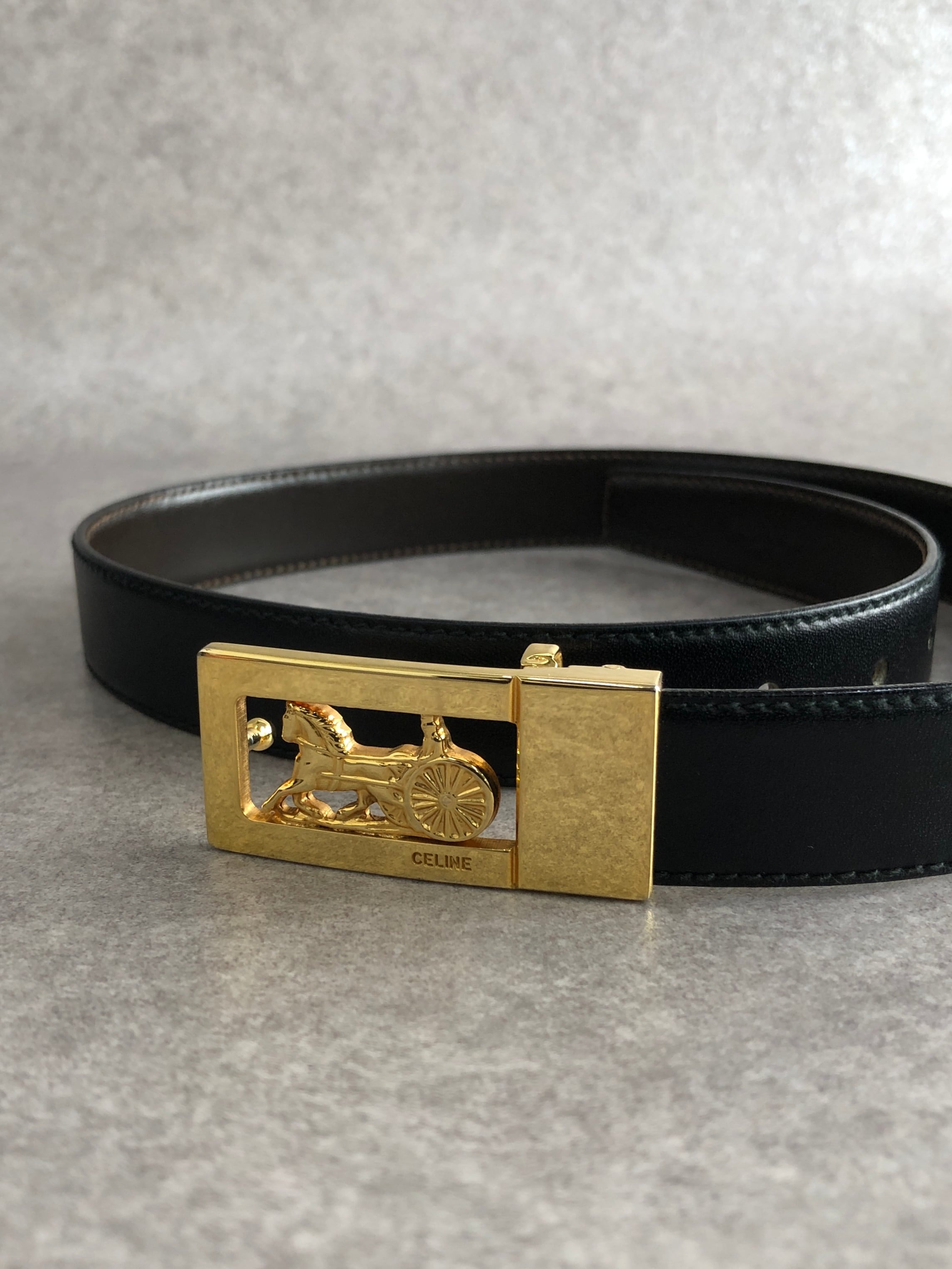 CELINE セリーヌ ベルト ブラック 馬車 ホースキャリッジ vintage