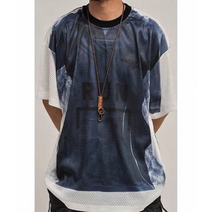 Tie dye mesh panel tee 1494
