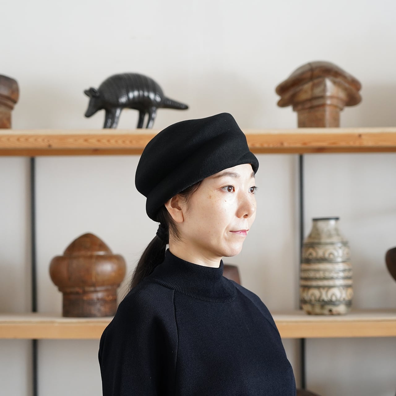 PoANCA Casa Mila toque トーク帽　ブラック Trace01- Casa Mila toque -アメリカのヴィンテージの木型で制作した