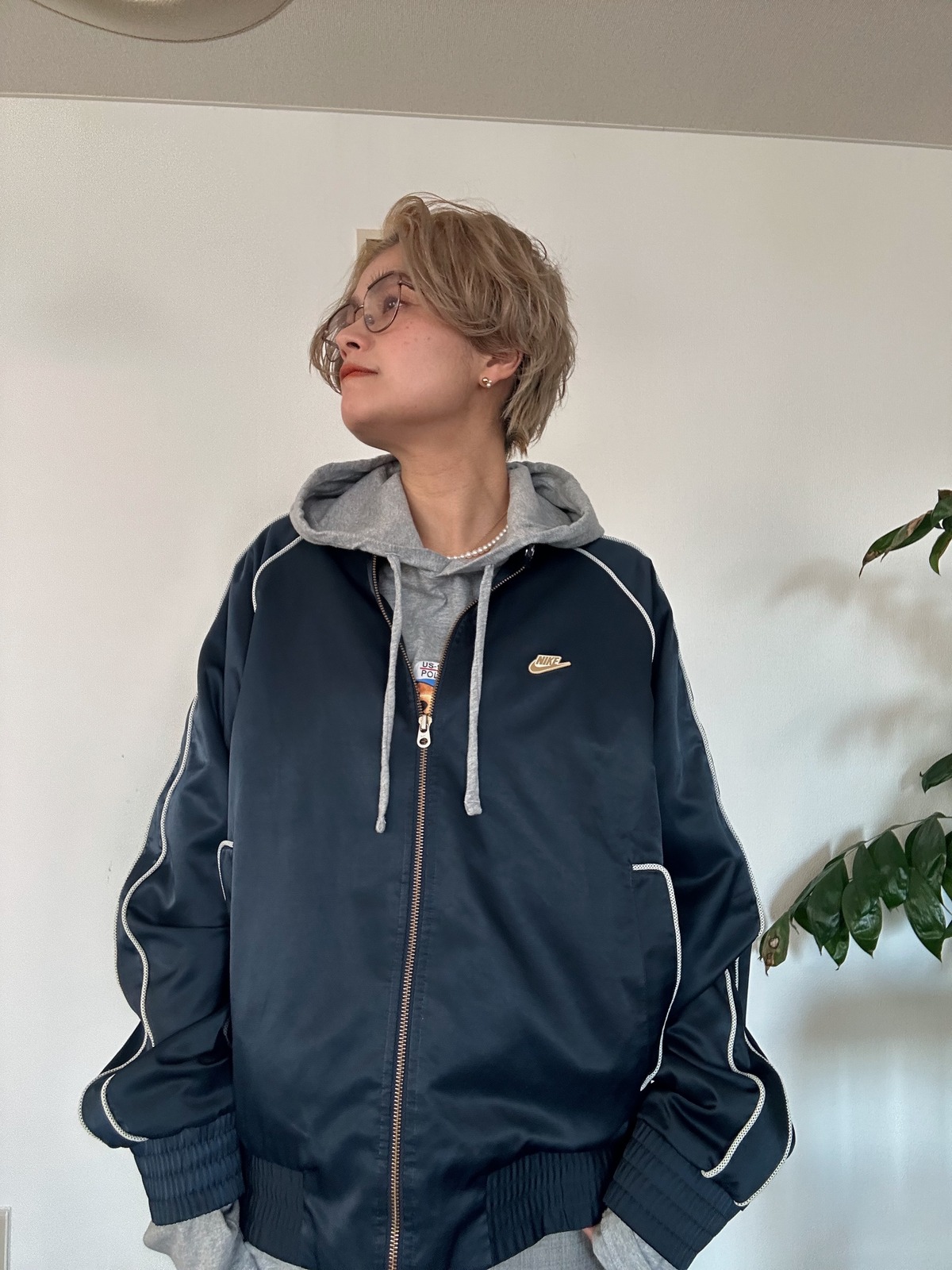 （OT1044）00’s NIKE chin strap blouson OVERLAP CLOTHING