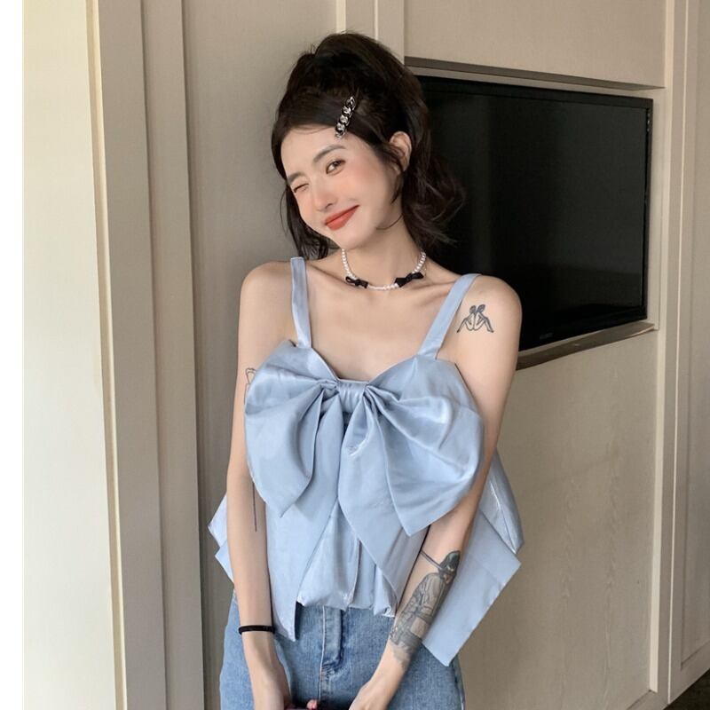 サマーレッドリボンカラートップス 大人ガーリー スウィート キュート カジュアル 夏物 ピュア YY-ファッション64090842892