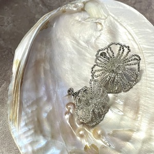 【beads flower】silver earring