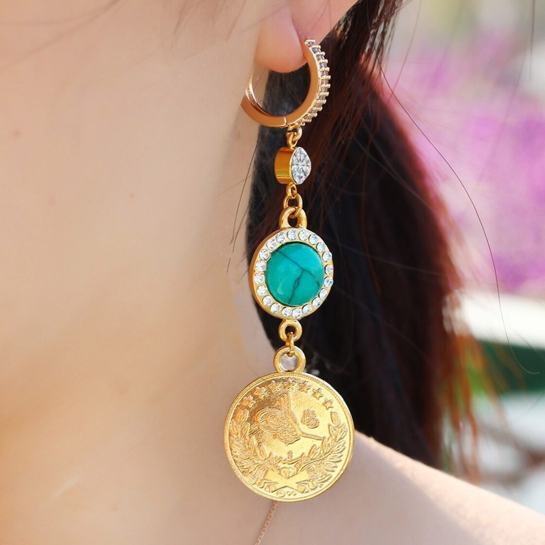 送料無料 オマーンコインアッラーイヤリングアラビアムスリムゴールドカラークリスタルサークルイヤリング女性宗教イスラムイスラムジュエリー 指輪  アクセサリー ピアス イヤリング ネックレス AE3343387479691569 | Pay ID