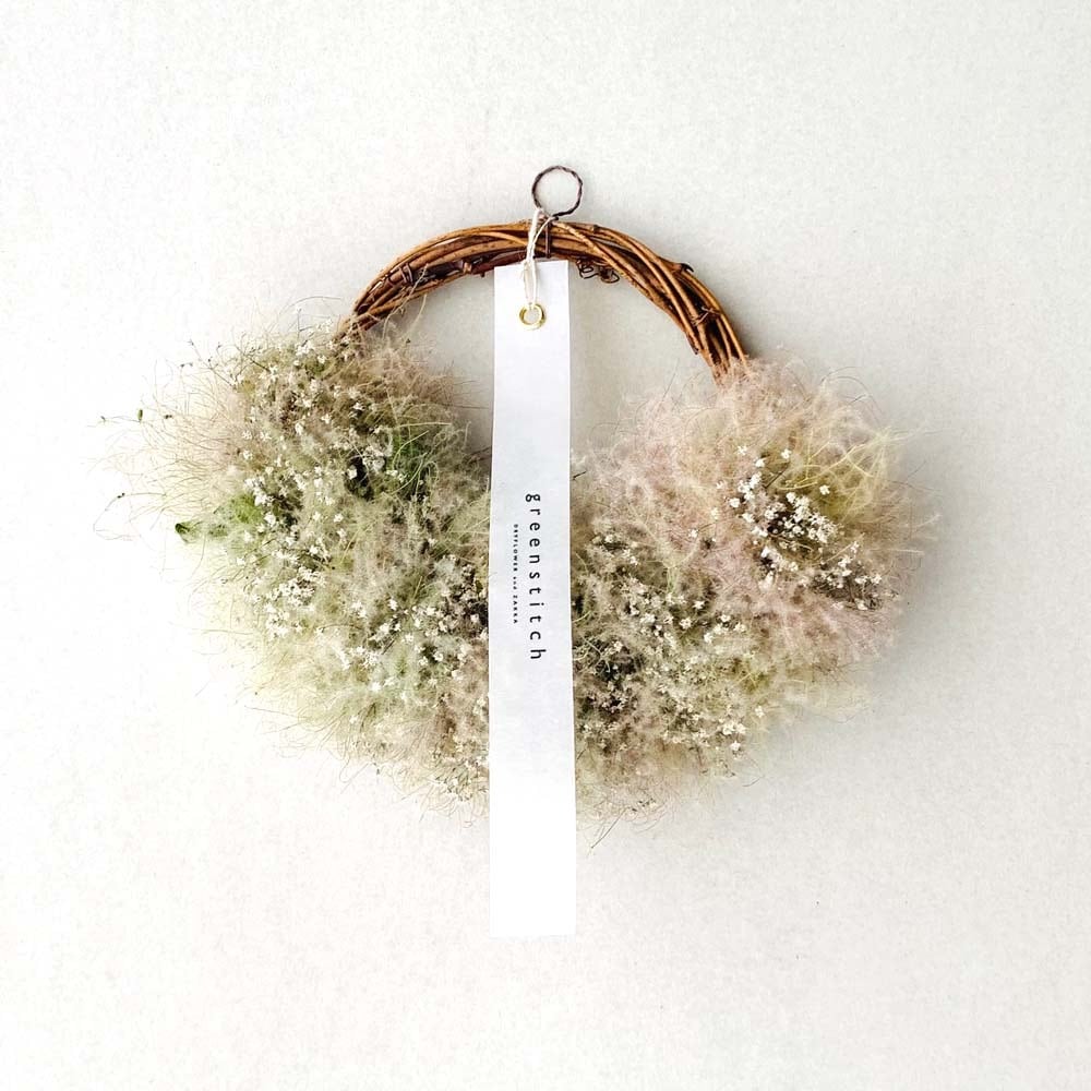 スモークツリー かすみ草 リースpg