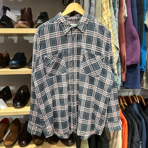 HABAND LIGHT FLANNEL CHECK SHIRT NAVY