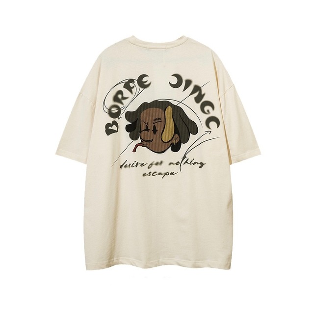【トップス】ニュートラル フェイク ビーズ プリント カートゥーン Tシャツ 2207311203J