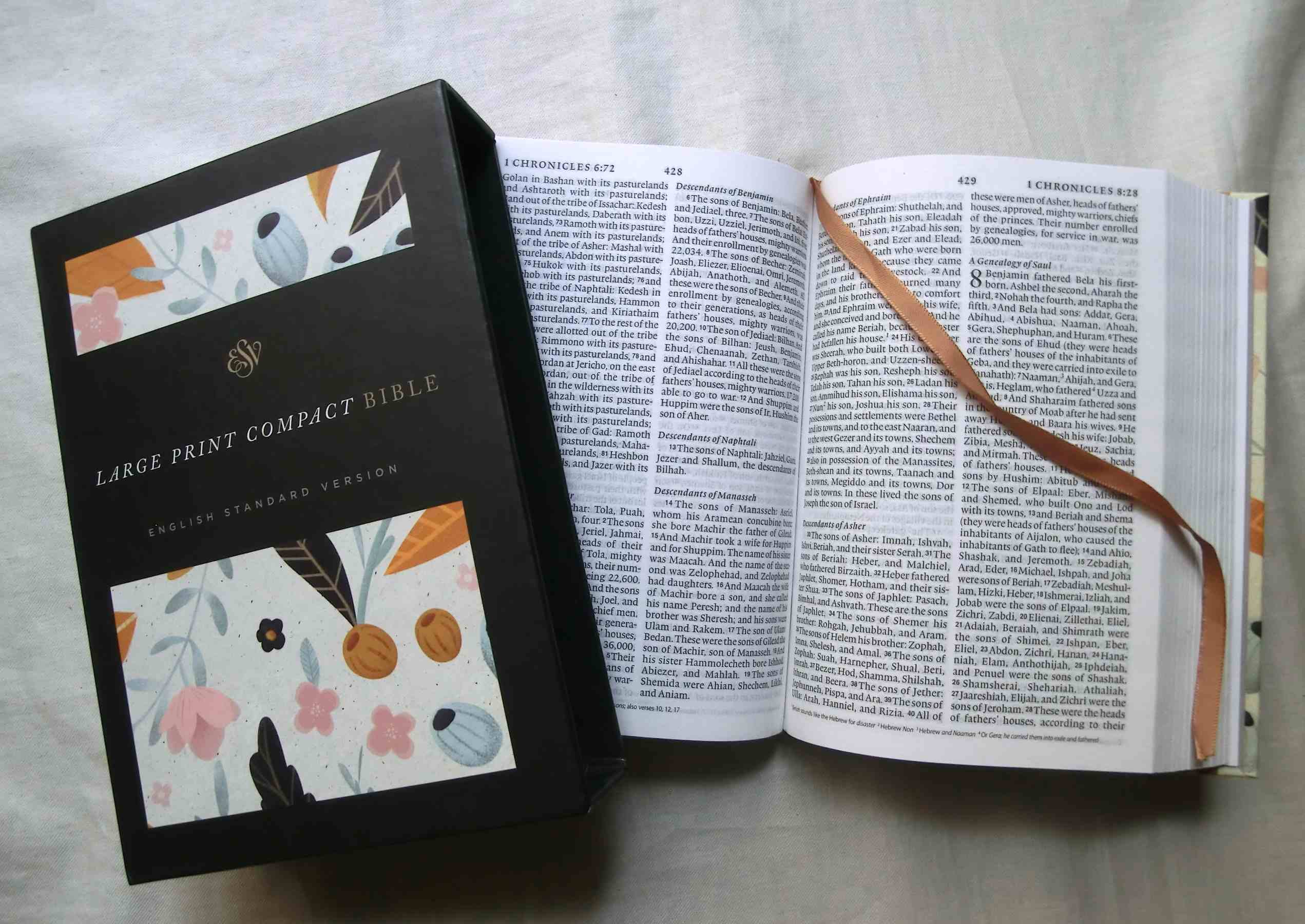 花柄装丁 ESV 聖書 バイブル ESV Large Print Compact Bible Spring