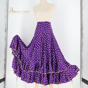 フラメンコ 衣装 ファルダ スカート Luisa ルイサ ボランテ フリル ドット 水玉 紫 黄色 かわいい レトロ パープル系 イエロー系 レッスン 練習 可愛い スカート フラメンコ衣装 おしゃれ ダンス衣装 ドット柄 レディース 練習着 おしゃれスカート かわいいスカート レトロデザイン フリルスカート ファッション 舞台衣装