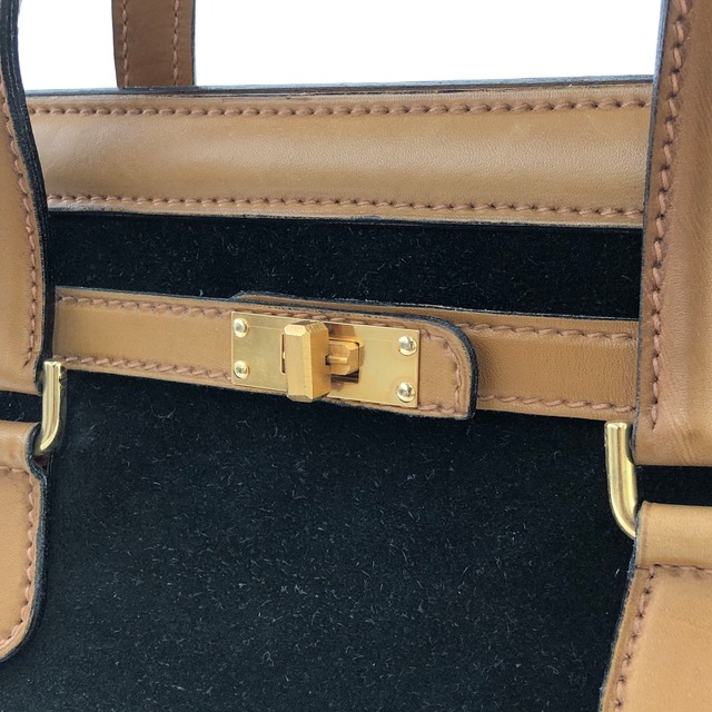 GUCCI グッチ ターンロック  スエード バーキン型 ハンドバッグ ブラック vintage ヴィンテージ オールド cytniv