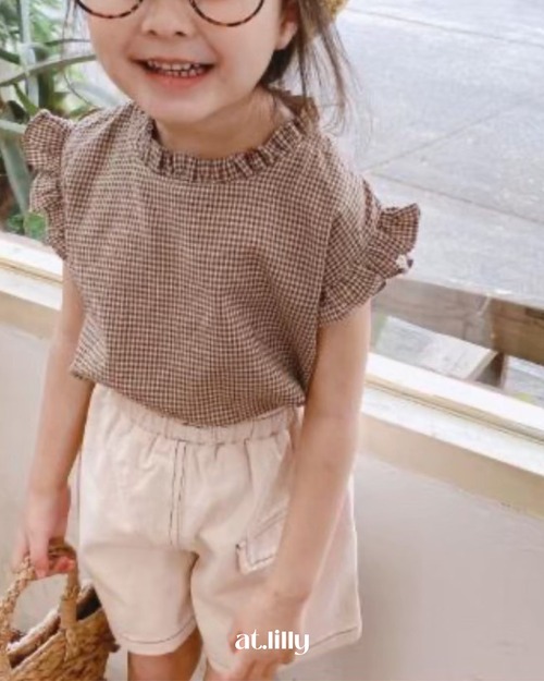 [at.lilly] ◾︎ gingham check frill blouse