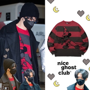 ★Stray Kids リノ 着用!!【NICE GHOST CLUB】FANTASIA MICKEY MOUSE STRIPE KNIT