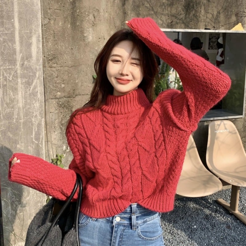 セーター ジャケット スプリングレッドルーズニットトップス 春物 YY-ファッション47993328247