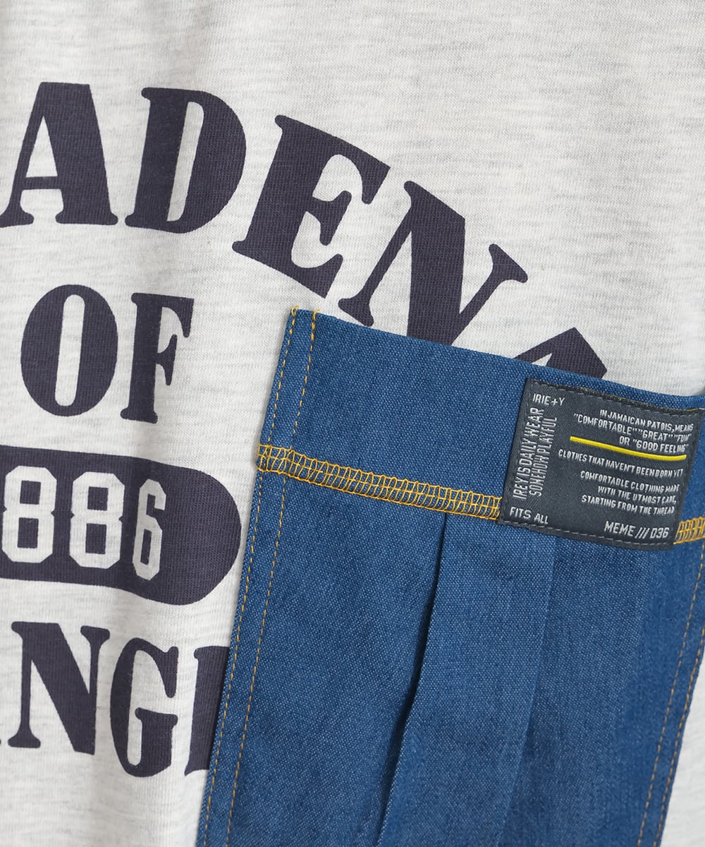 J262062 デニム切替リメイク風ロゴプルオーバー / Denim Panel Remake