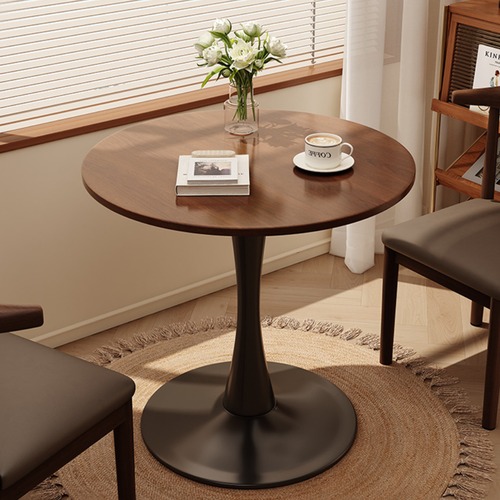 円形 ダイニングテーブル 一本脚 ペデスタルテーブル 丸テーブル カフェテーブル モダン 2人用 コンパクト おしゃれ 木製天板 金属脚 北欧風 ミッドセンチュリー