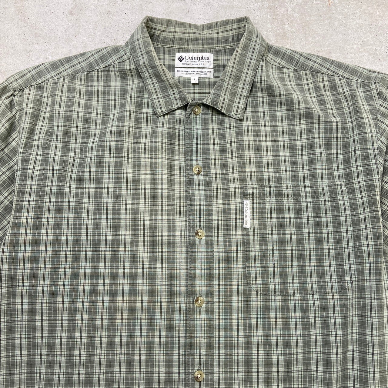 90年代 Columbia コロンビア チェック柄 半袖シャツ メンズXL相当 古着 