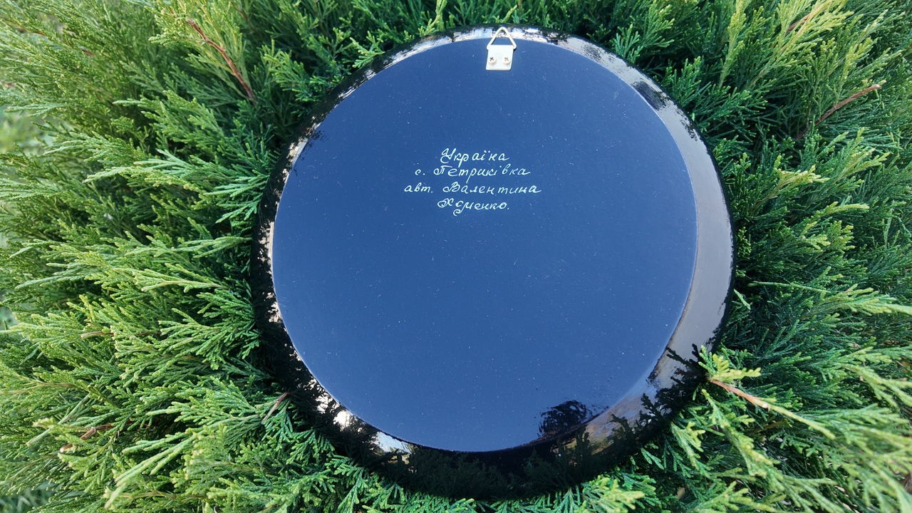ペトリキフカ塗り　木製プレート 24 cm（Khomenko作）ふくろう - 13
