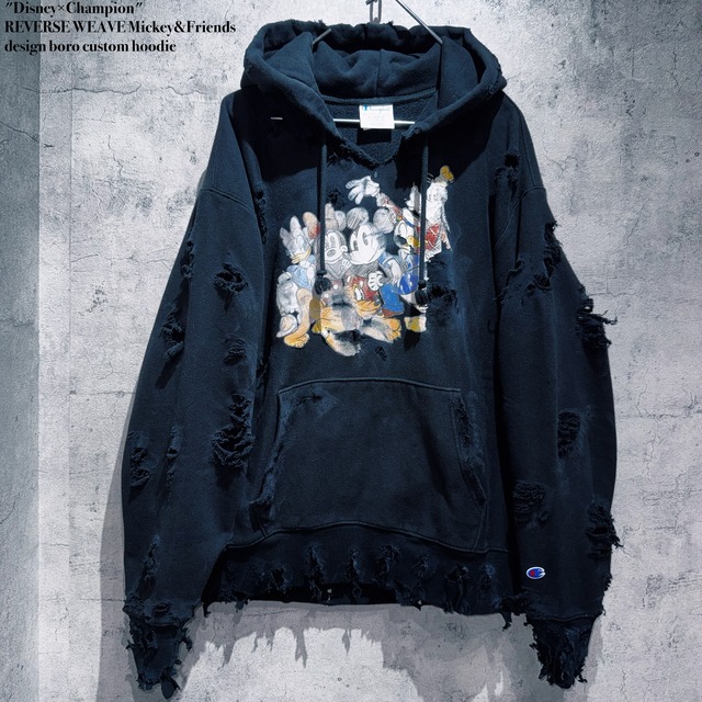 "Disney×Champion"REVERSE WEAVE Mickey&amp;Friends design boro custom hoodie