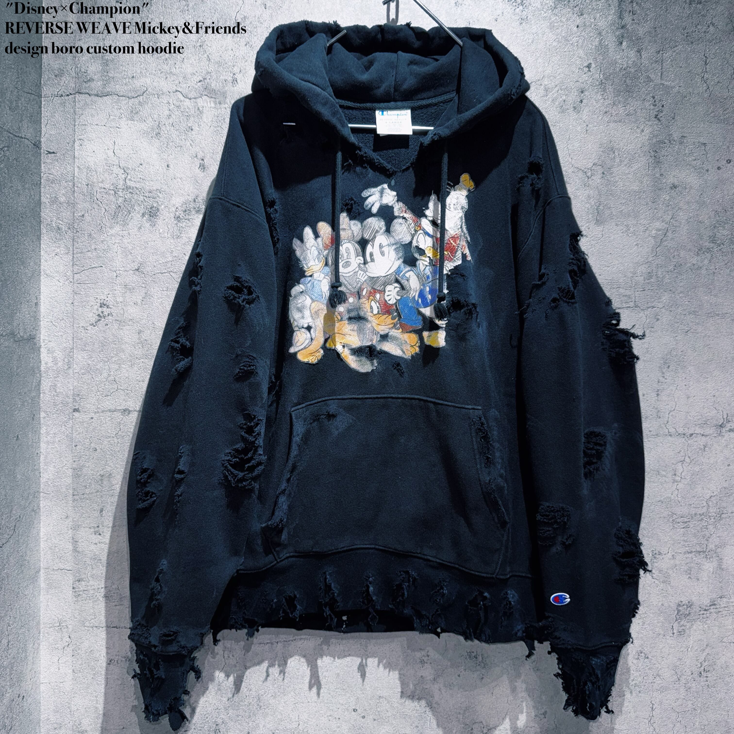 "Disney×Champion"REVERSE WEAVE Mickey&Friends design boro custom hoodie