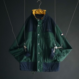 " TOMMY HILFIGER " green × navy bi-color switching design nylon jacket