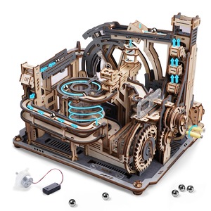【人気】ROBOTIME 3d立体パズル 木製パズル 手回し 電動 模型 コースター 水車 ギア 軌道 ローラーコースター 工作愛好者向け 集中力 脳トレ クラフト 大人向け 子供 知育 玩具 おもちゃ 14歳+ DIY キット プレゼント インテリア 接続剤不要 イラスト説明書つき(マーブルラン 宇宙港)