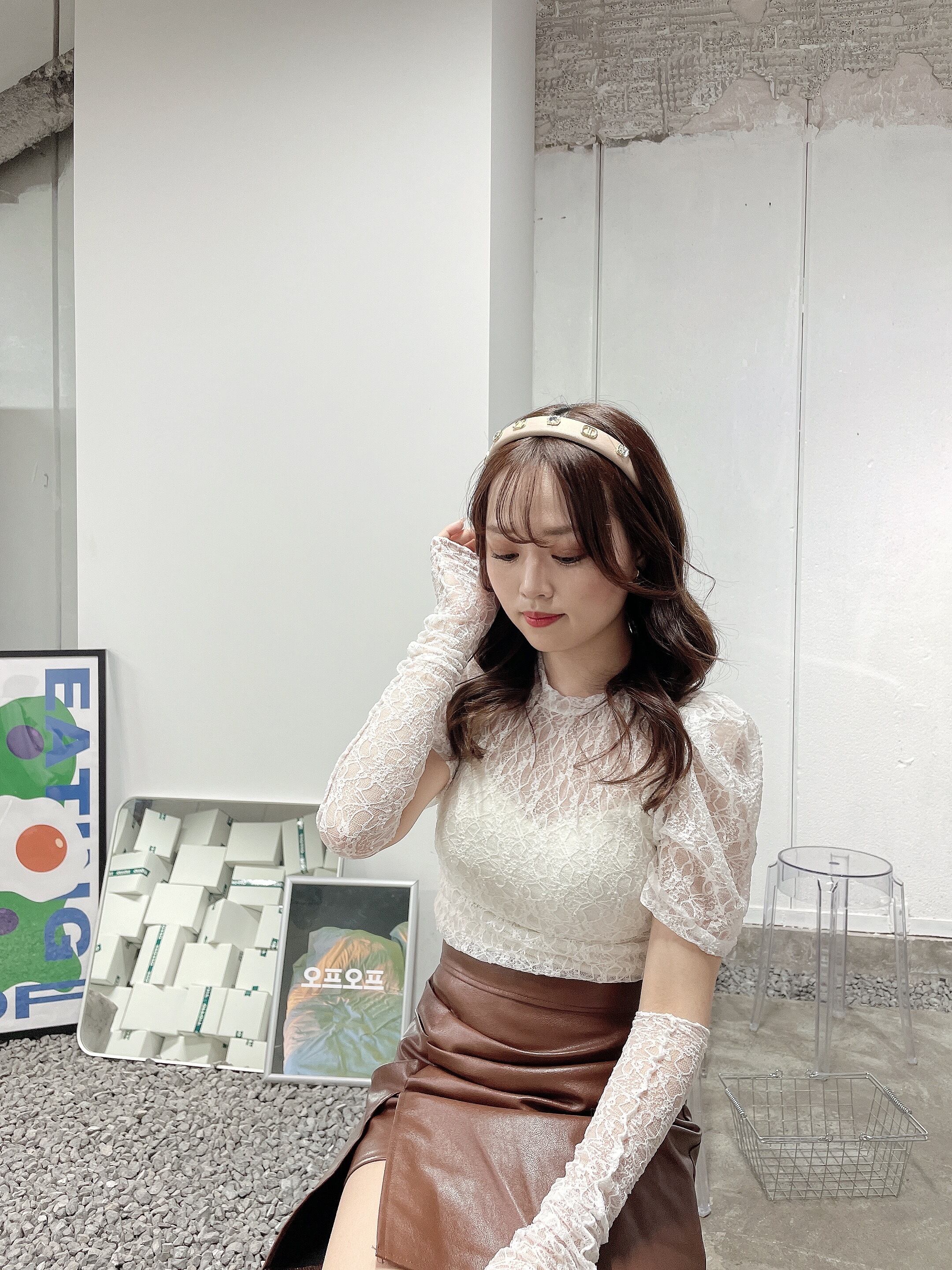 アームウォーマー付き総レーストップス | La mer.