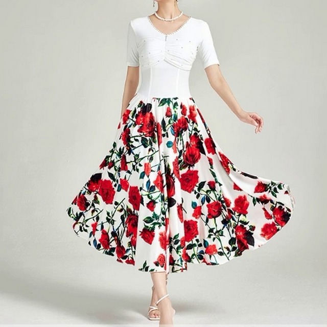 チョーカーネック マキシ フラワープリント ダンスドレス　ds1500