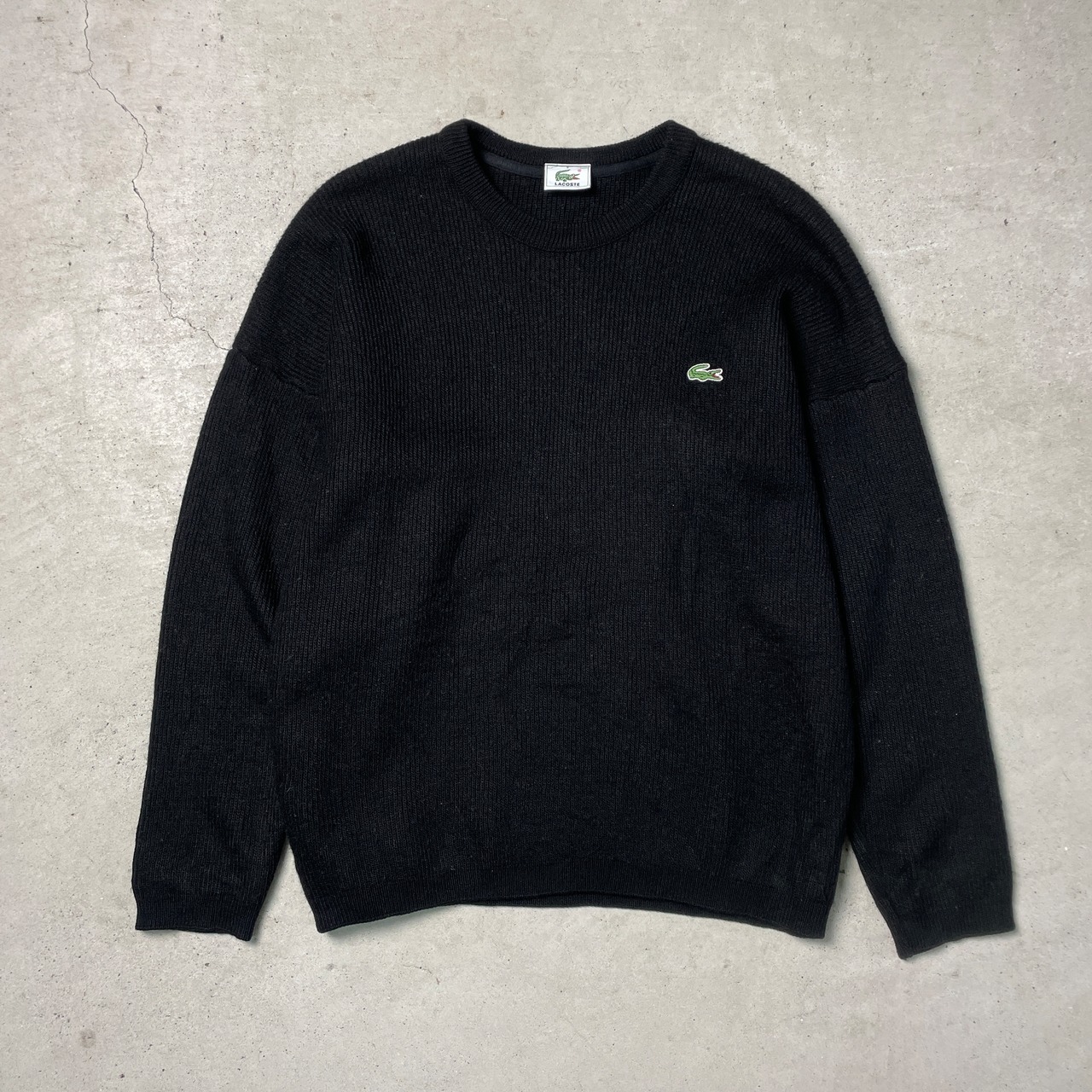 LACOSTE ラコステ ウール×アクリル ニットセーター メンズL ブラック 